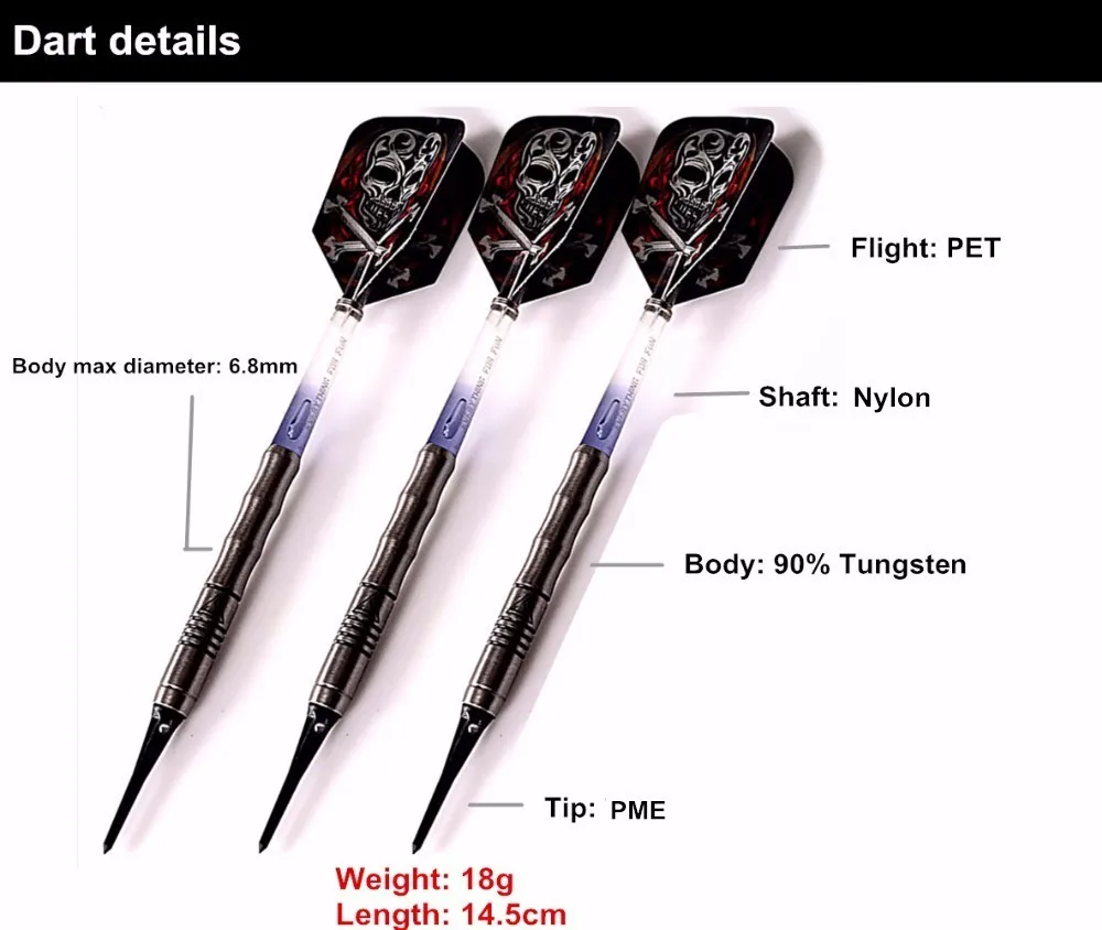 Cuesoul 90% Вольфрам Дартс 18 г 14.5 см Профессиональный Дартс мягкий наконечник Дартс электронный мягкий наконечник Дартс