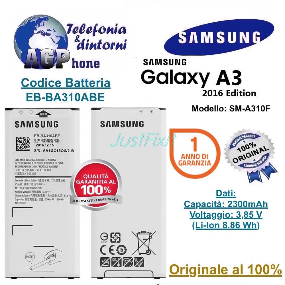 Оригинальный Новый аккумулятор для samsung Galaxy A3 (2016 Edition) A310 A310F A310M A310Y EB-BA310ABE 2300 мАч |