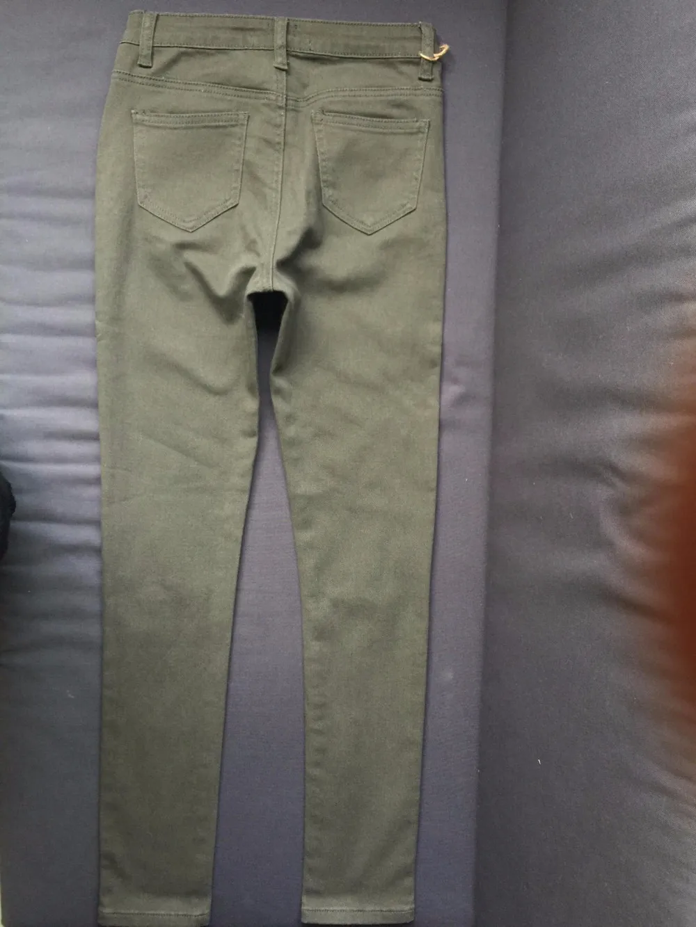 Sexy высокой талией джинсы Рваные надеюсь модные пикантные эластичные растягивается джинсовые Армейский зеленый тощий карандаш полной длины Для женщин джинсы