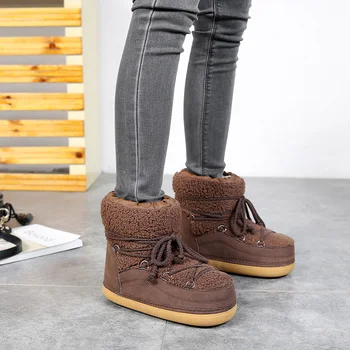 

Dropshipping Fuzzy Women Ankle Boots Casual Ladies Space Boots Shoes Warm Women Snow Boots with Fur
