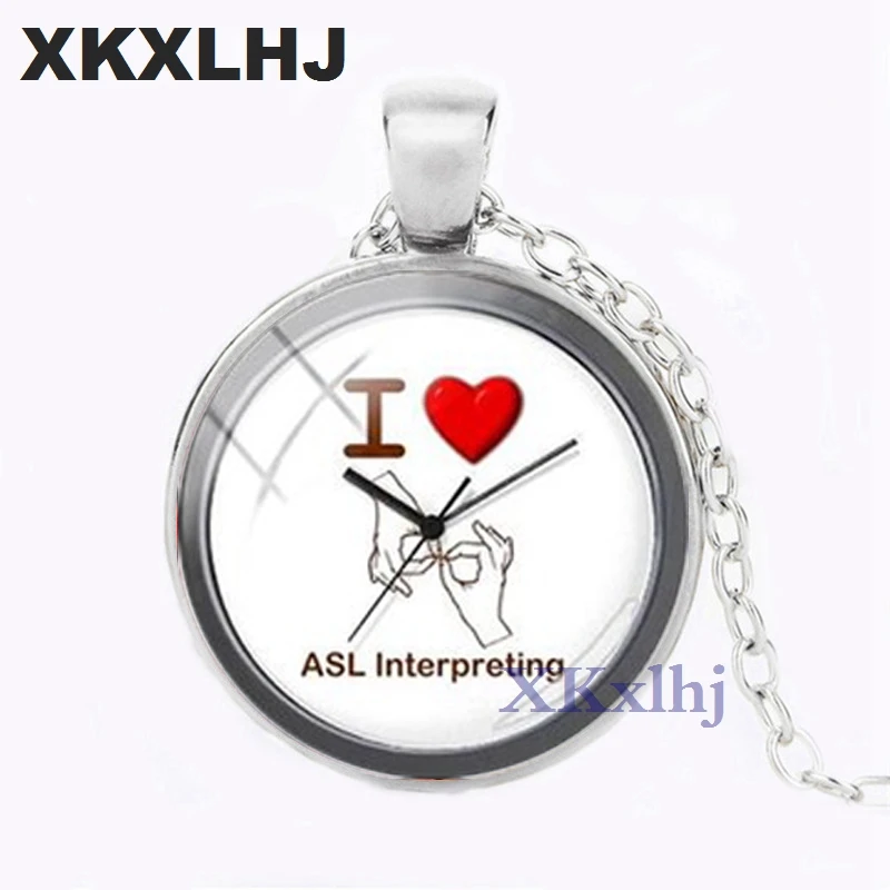 XKXLHJ 2018 модное ожерелье с переводчиком ASL языком американского знака стеклянная