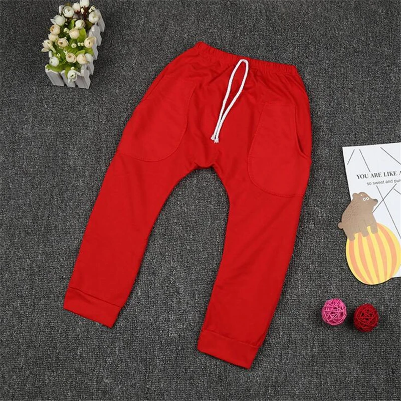 

2019 Children Pants Cotton For Boys Girls Spring/Autumn Baby Cropped Trousers With Pocket 2-6T