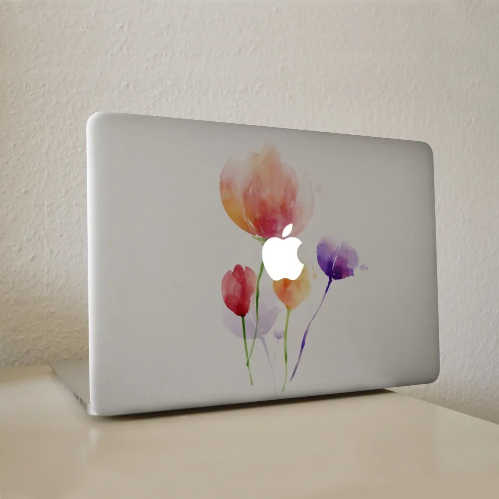 Три цвета чернил живопись тюльпаны гриф стиль Виниловая наклейка для ноутбука Стикеры для DIY MacBook Pro Air 11 13 15 дюймов ноутбук кожи