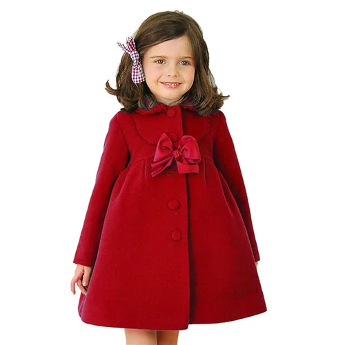Г. детские куртки для девочек на осень и зиму однотонный Рождественский венок для маленьких девочек, синее, красное, фиолетовое пальто 2-7Y Одежда для девочек - Цвет: Red