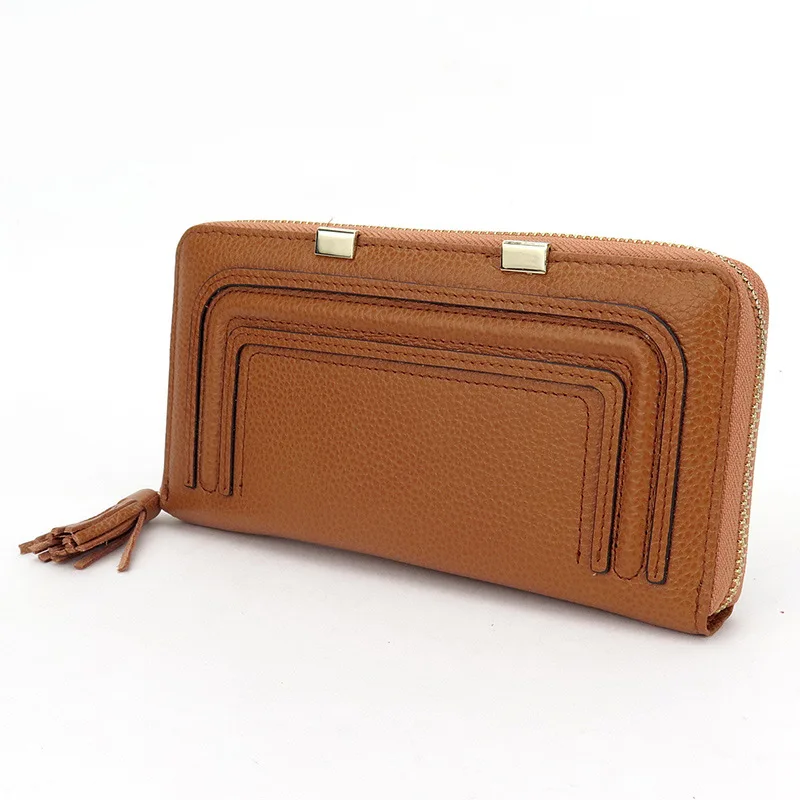 BILLETERA Leather Women s Wallets Long Design Genuine Leather Coin Purses Lady Tassel Day Clutch Credit