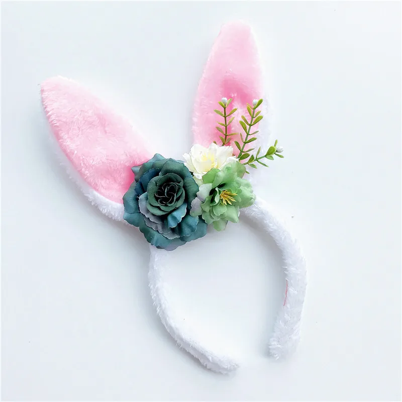 Дети Hairband кролик уха лента для волос для Платье на день рождения с цветочным принтом повязка для волос Интимные аксессуары для фотосессий