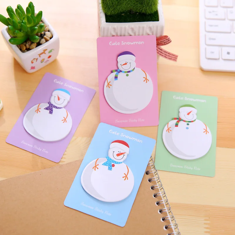 

5pcs Snowman Memo Pad Paper Sticky Notes Stickers Planner Loose Leaf Christmas gift Decoration Memo Pads School/Office Supplies