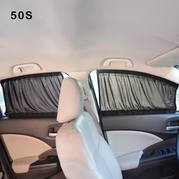 

2Pcs General Application Car Rear Window Sun Shade Sunshade Blind Curtain Black Cloth For Baby And Family