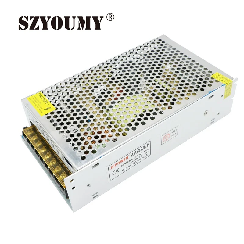 

SZYOUMY 200W 5V 40A Switching Power Supply For WS2812B WS2801 3528 5050 LED Strip Light AC110/220V Transformer