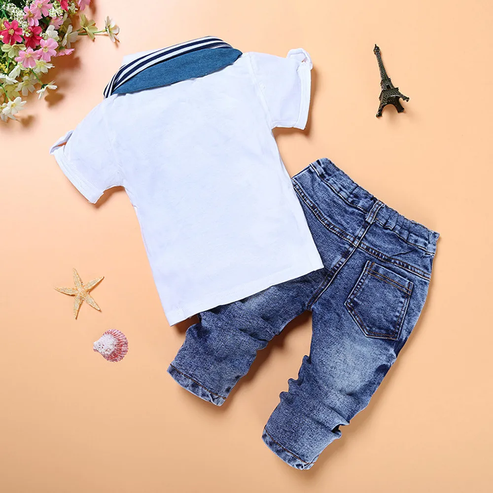 Baby Boy Summer Clothes 1Set Kids Baby Boys Short Sleeve T-Shirt Tops+Scarf+Trousers Clothes Outfits Vetement Enfant Garcon 2019 Baby Boy Summer Clothes 1Set Kids Baby Boys Short Sleeve T-Shirt Tops+Scarf+Trousers Clothes Outfits Vetement Enfant Garcon 2019