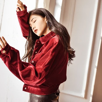 

woman Fashion Pockets Velvet Coats Women Long Sleeve Slim Female Outwear Streetwear Brief Solid Bomber Jackets
