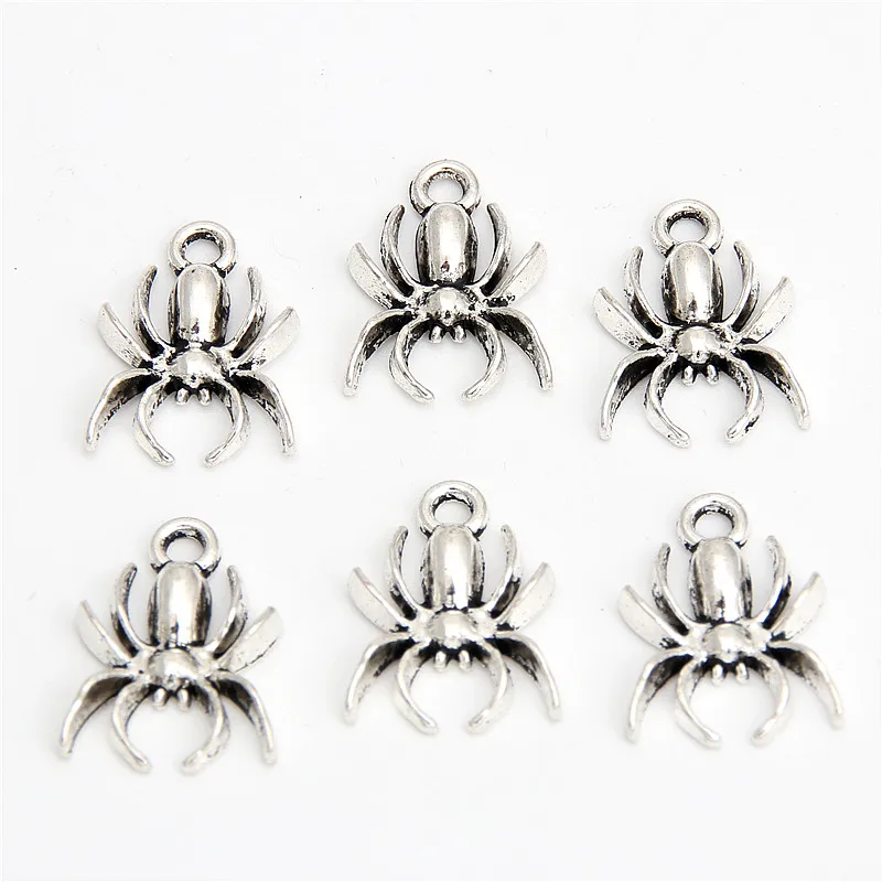 40pcs Tibetan Silver Bead Charms Spider Pendant Fit For Bracelet Tattoo Necklace Making A2939