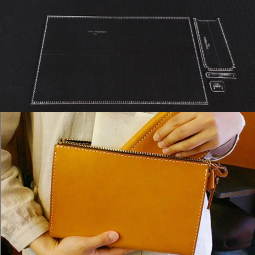 4Pcs Acrylic Clear Large Hand Bag Purse Wallet Stencil Template DIY Leather Craft