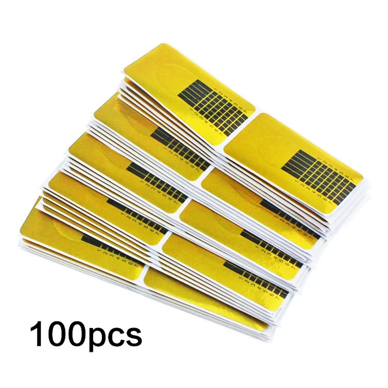 100 pcs Acrylic Nails Horseshoe Shape Nail Forms UV Gel Nail Extensions Form Nail Art Tips Extension Guide Sticker Forms