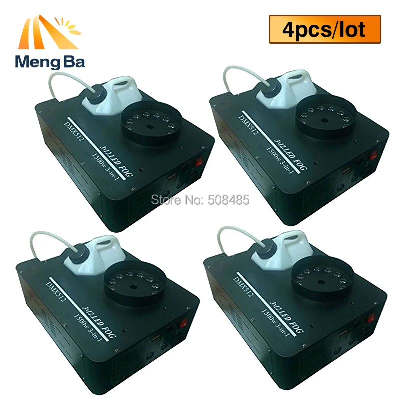 

4pcs/lot Super 1500w RGB 3-In-1 Fog Machine 2.5L DMX512 Smoke Machine With 12*3w Light Professional Stage Machine DJ /Bar/Home