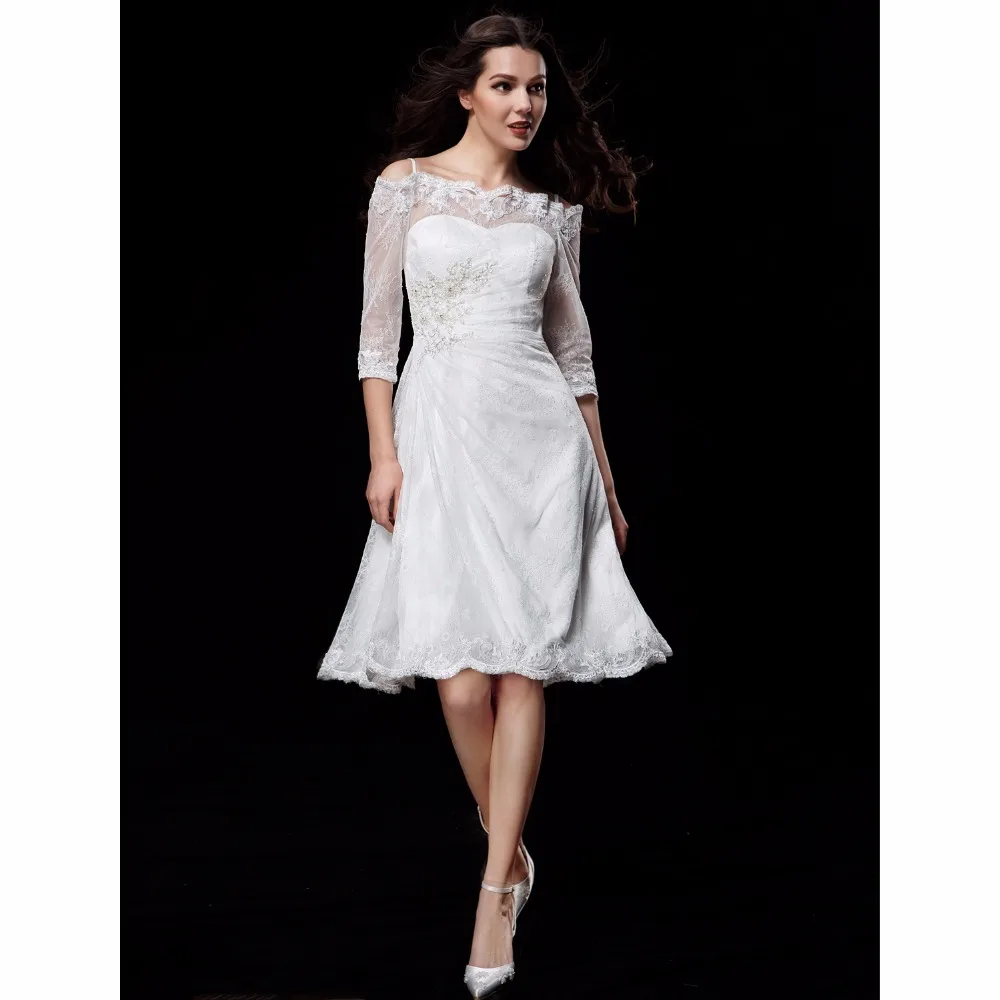 LAN TING BRIDE A Line Wedding Dress Backless Off the shoulder Lace