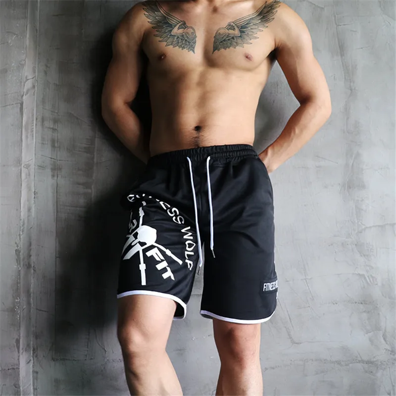 Принт шорты для фитнеса бодибилдинга Для мужчин s Одежда для спортзала мужские спортивные шорты Лето мышцы тренировка Кроссфит короткие