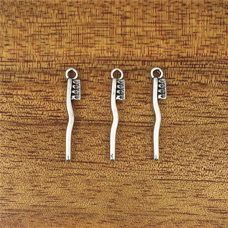 

10pcs Charm Toothbrush 29*4mm Tibetan Silver Plated Pendant Antique Jewelry Accessories DIY Crafts
