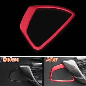 

2pcs/set Stainless Steel Red Interior Side Door Speaker Sound Horn Covers Trim Frame Decoration For bmw 1 Series F20 2014 2015