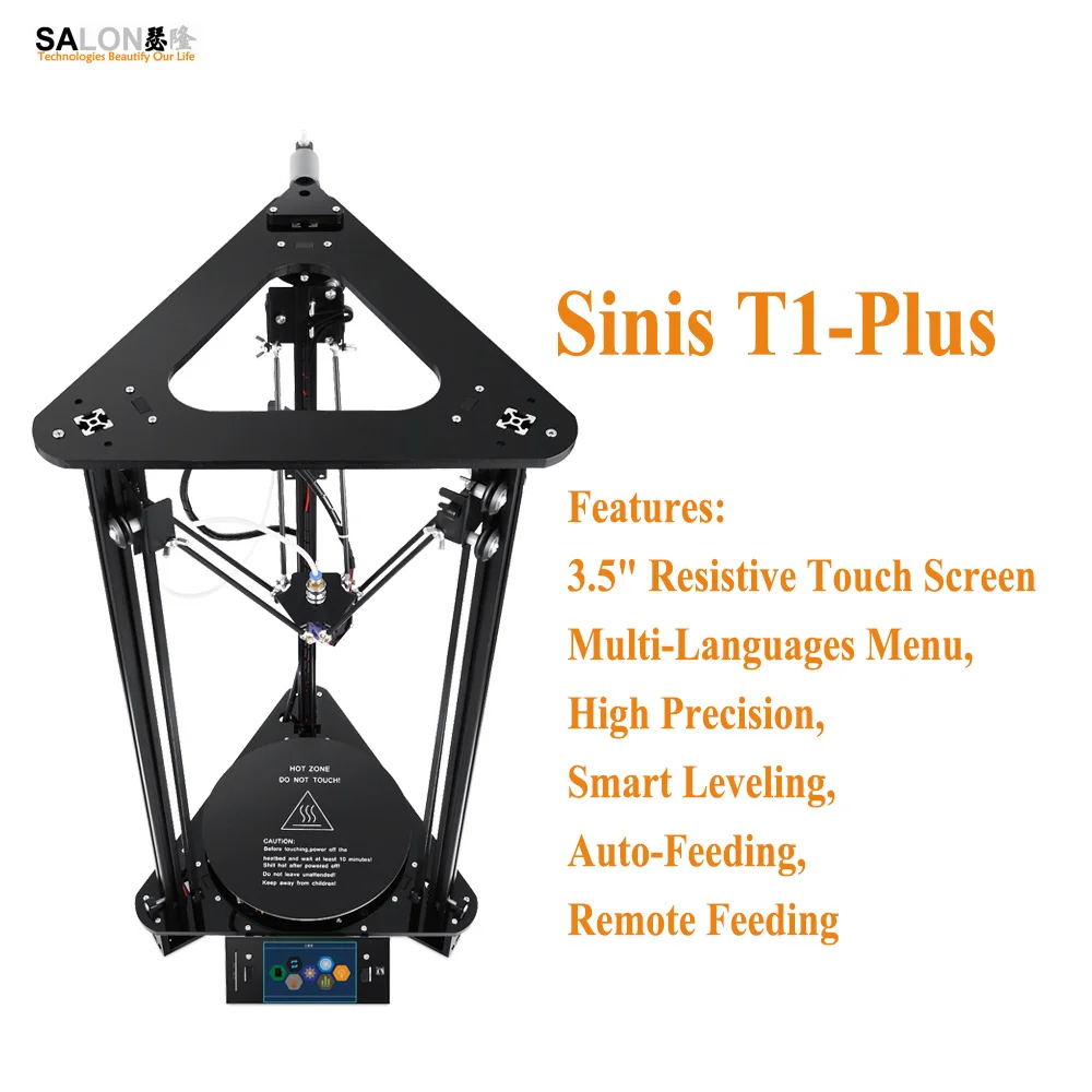 

Sinis T1-Plus Colorful Touch Screen 3d Printer Pulley Guide Durable Structure Impressora 3d Black Metal Frame 0.1mm Resolution