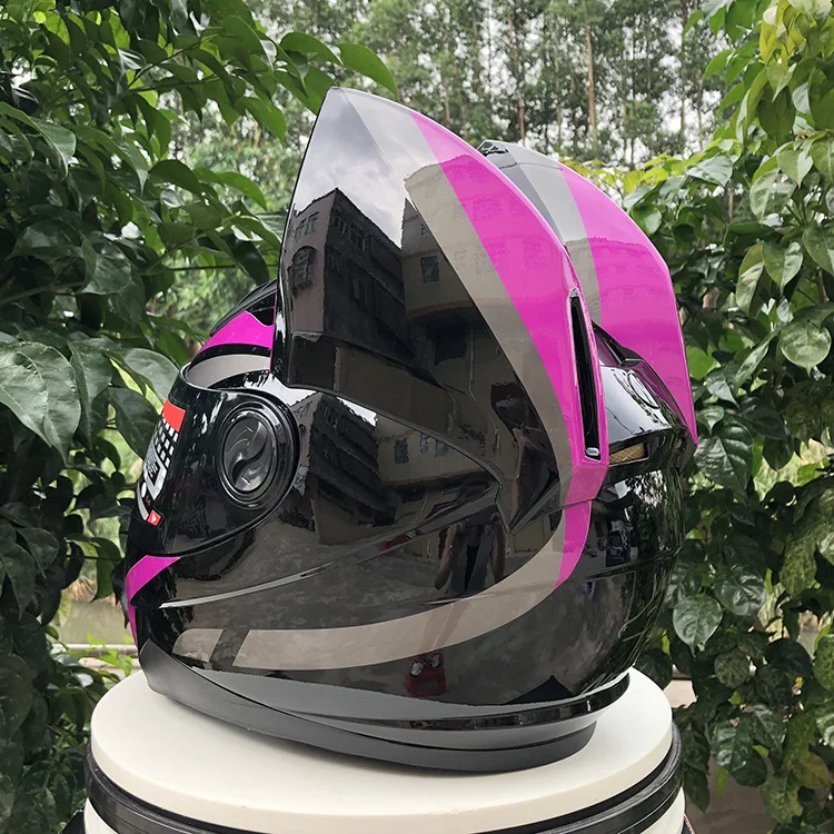 NITRINOS Motorcycle Helmet Women Personality Moto Capacete Black Helmet Full Face Moto Helmet Fashion Motorbike Helmet