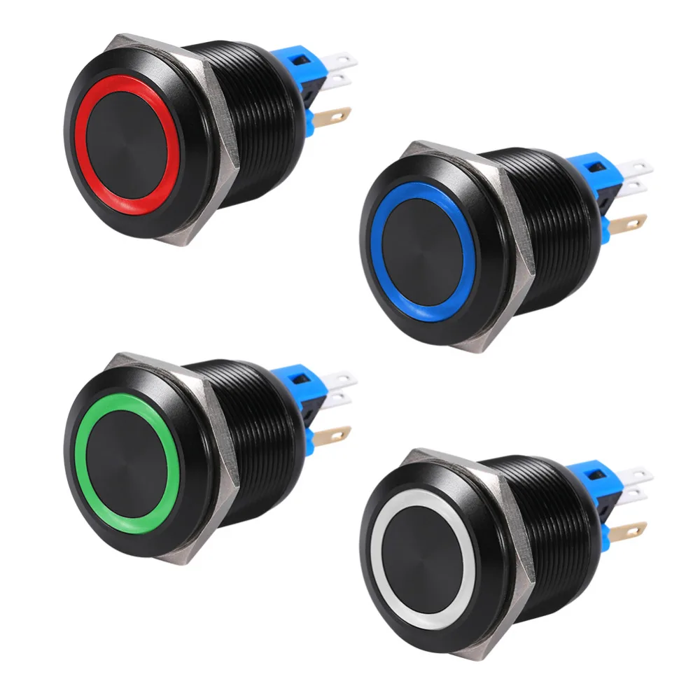 22mm 12V LED Waterproof Self locking Latching Push Button Switch LED