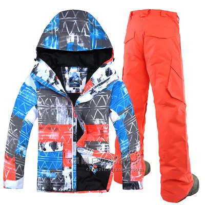 GSOU SOWN Корейская Лыжная куртка и сноуборд двойная доска Сноуборд костюм для отдыха на открытом воздухе Спорт мужской водостойкий ветрозащитный лыжный костюм - Цвет: set3