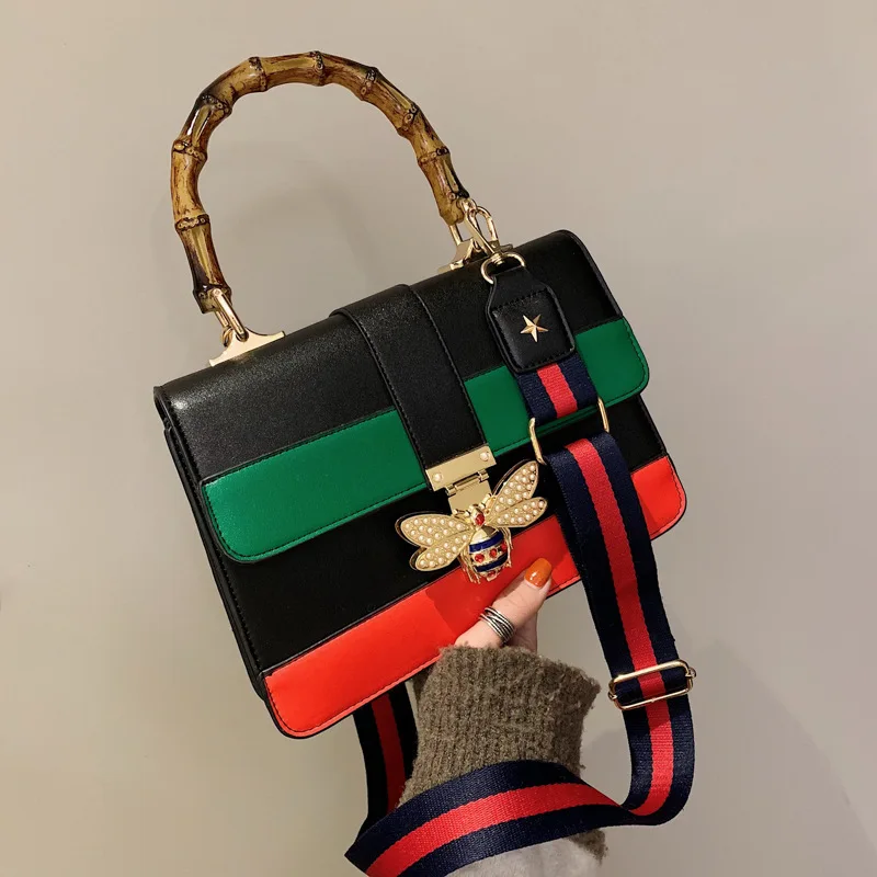 

Hot Women's Pack European and American Fashion Bamboo Festival Bee Locker Three-dimensional Double Double Shoulder Hand