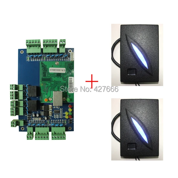 

Free Shipping Good quality TCP/IP Two doors Two Ways Access Control Panel + 2PCS RFID Reader