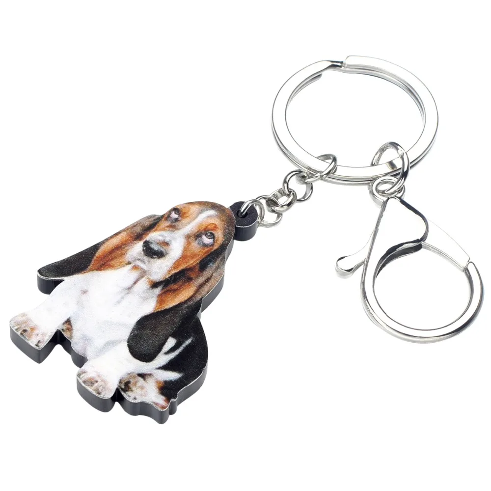 WEVENI акриловый Basset Hound Dog, брелок, сумка для ключей, ювелирные изделия в виде животных для женщин, девочек, сумка, автомобильный кошелек, талисманы, подарок