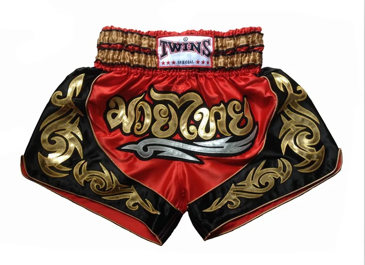 Muay thai шорты kick боксерские трусы MMA fight trunks для взрослых muay thai футболка с надписью «ММА» армейские спортивные штаны черный, красный, серебристый для мужчин и женщин - Цвет: Красный