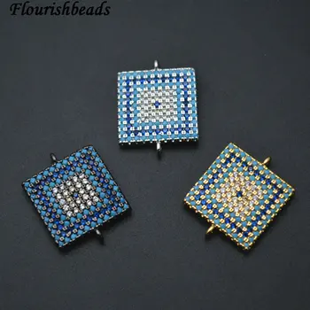

Paved Blue CZ Beads 16mm Metal Square Two Loops Jewelry Connectors Findings 10pc per lot
