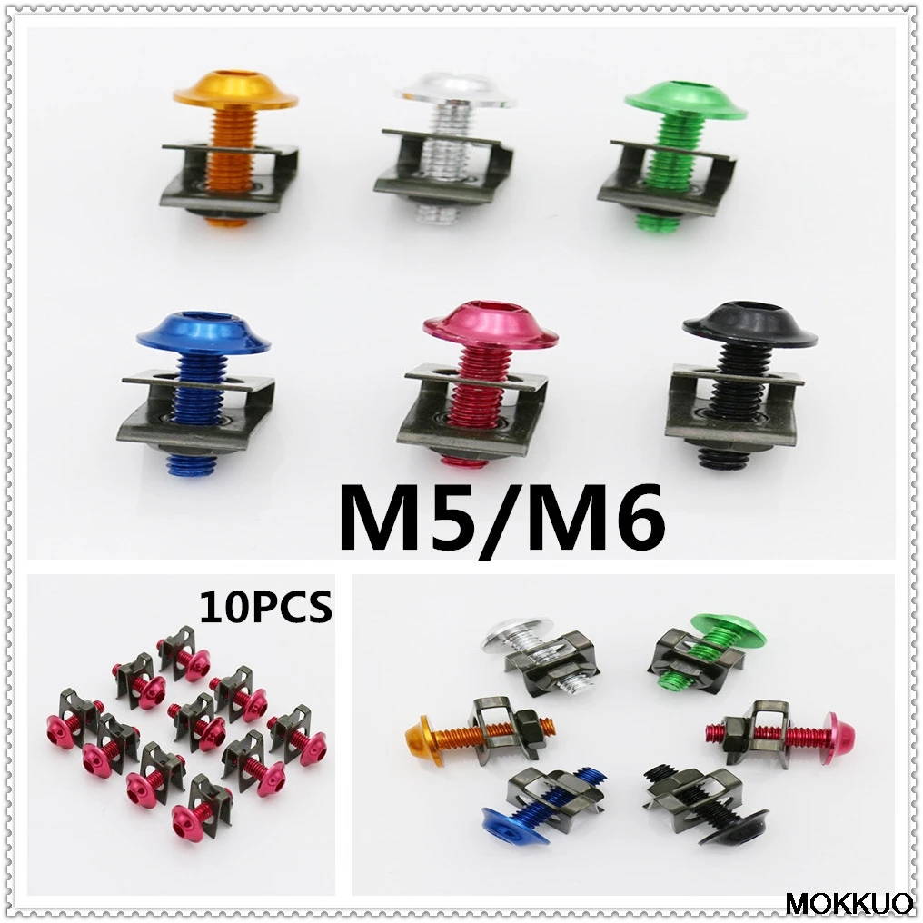 Мотоцикл 6 мм 5 болтов клип орехи болт для Kawasaki z250 z300 Z750 Z800 Z1000 Z1000SX ниндзя 250R/300 ER6N ER6F