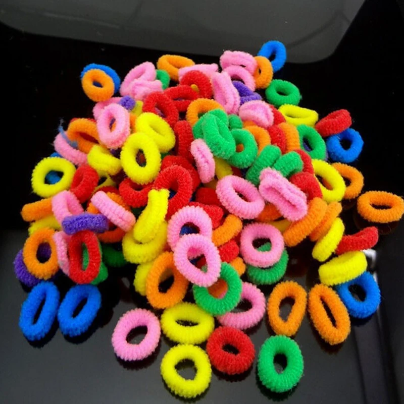 

100pcs/lot Colorful Child Kids Hair Holders Cute Rubber Bands Hair Elastics Accessories Girl Women Charms Tie Gum