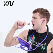

XIAOWU 3 in 1 360 Degree Rotation Neck Holder with 3.5mm Jack Earphone Microphone Lazy Support Selfie for Smart Phone 11.5-19cm