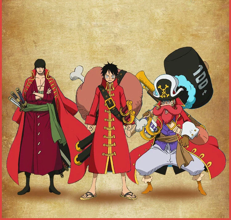 New Anime One Piece Cosplay Monkey D Luffy Cosplay Costume Red Cloak