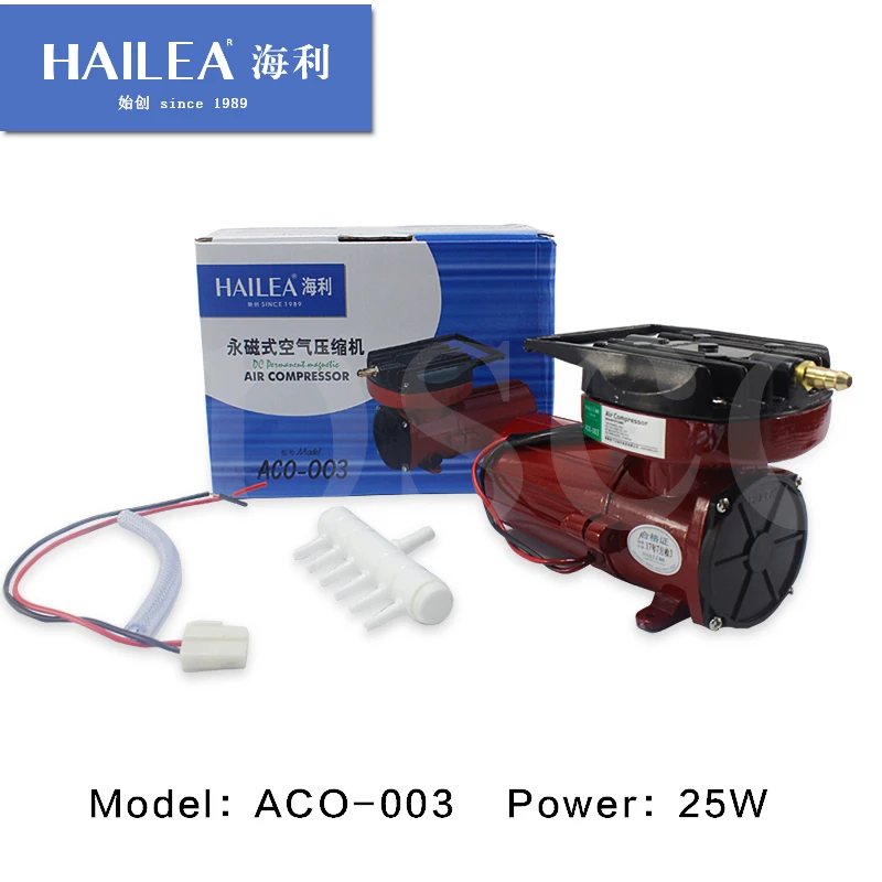 

HAILEA ACO-003 DC 12V 25W Permanent Electromagnetic Air Compressor for Hydroponics Pond Aquarium Fish Tank Oxygen Air Pump