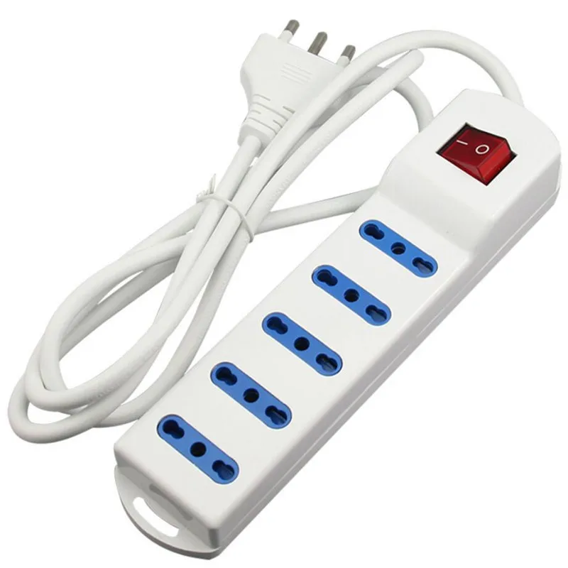 PLYMOTON power Strip Итальянский стандарт 5 розеток переменного тока несколько розеток Защита от перенапряжения расширение 1,5 м разъем - Цвет: White