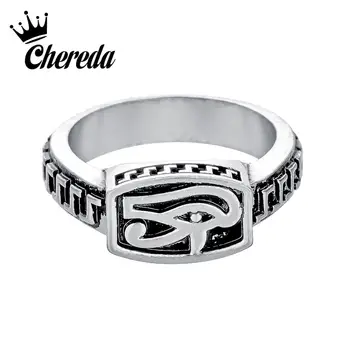 

Chereda Eye of Horus Ring Handmade Vintage Thumb Rings for Men Unique Cool Bar Jewelry Daily Male Accessories 2019 Hot Sale