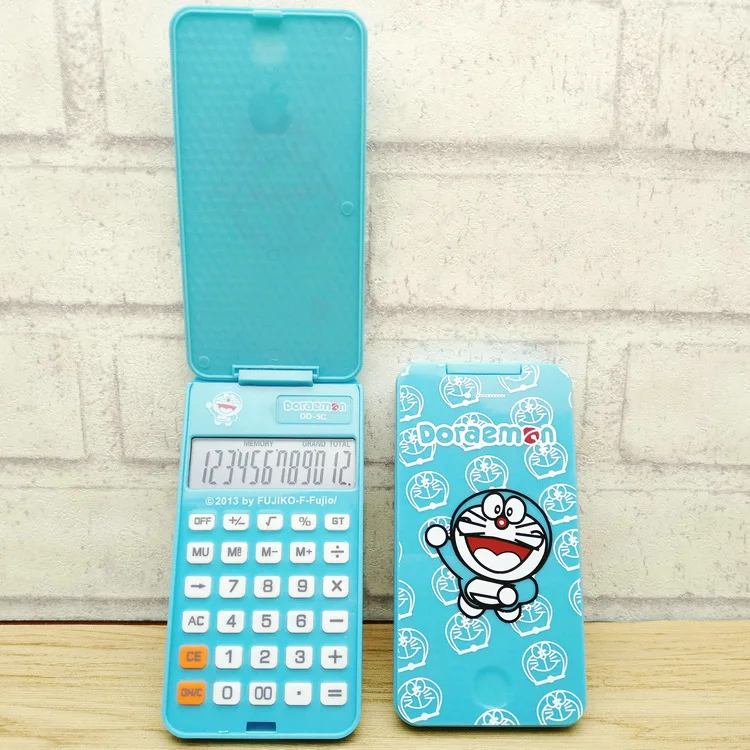 

Cute Kawaii Cartoon Blue Doraemon Function Thin Portable Solar Calculator 12 Digital Display 2-Line LCD Scientific Calculator