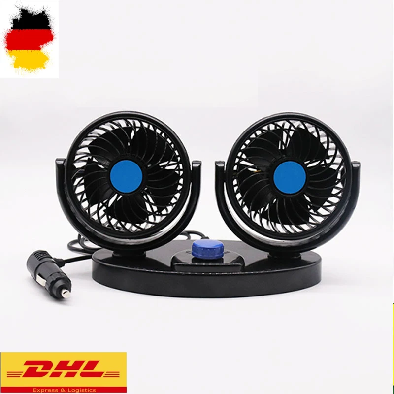 360 ° Autoventilator 24V Doppellüfter Zigarettenanzünder Kühler 2x Эм
