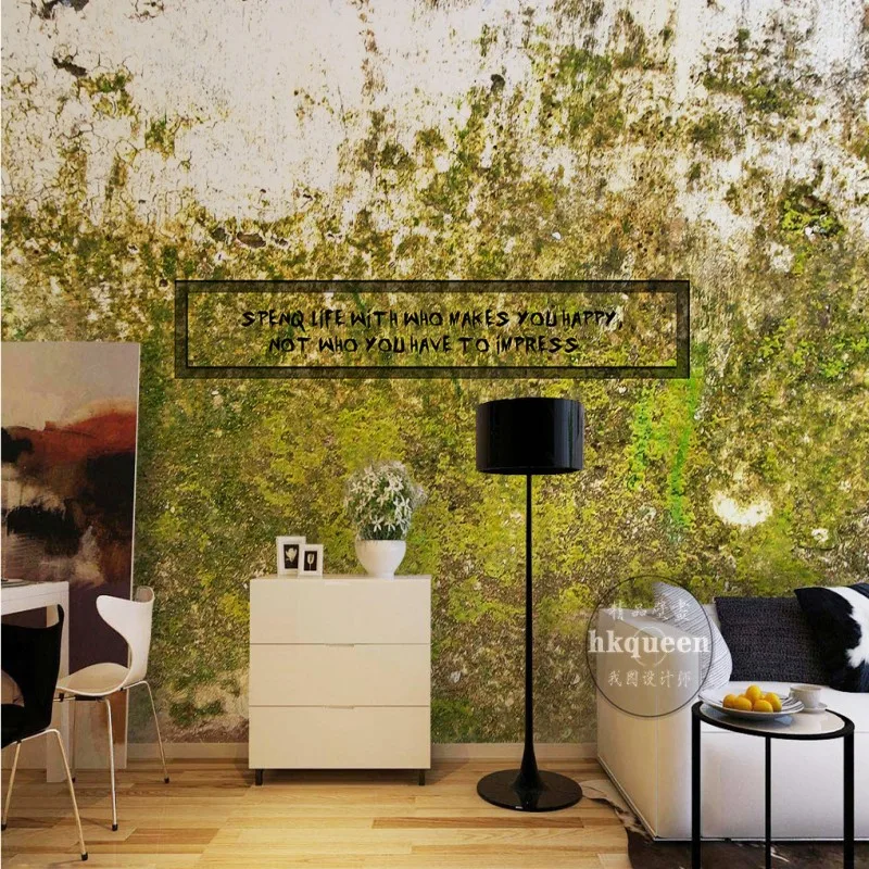 

Free Shipping Abstract trees landscape European retro fashion green wallpaper stereo bedroom lobby living room mural
