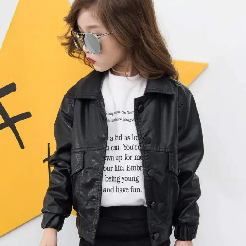 

Baby Girl PU leather jacket children locomotive outerwear Embroidered patch Moto Coat modis kids clothes jacket Y1431 Wholesale