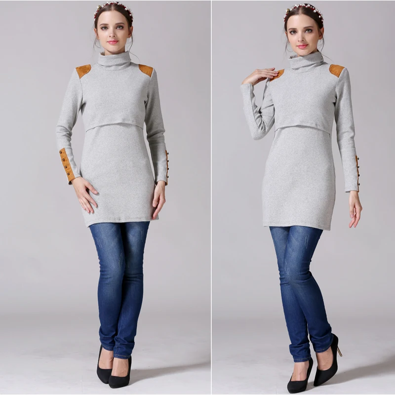 Turtleneck Maternity Clothes Dress Breastfeeding Clothes For - Main Image