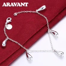 925 ювелирные изделия подвески в форме капель воды браслет для женщин Мода День Рождения посеребренные ювелирные изделия