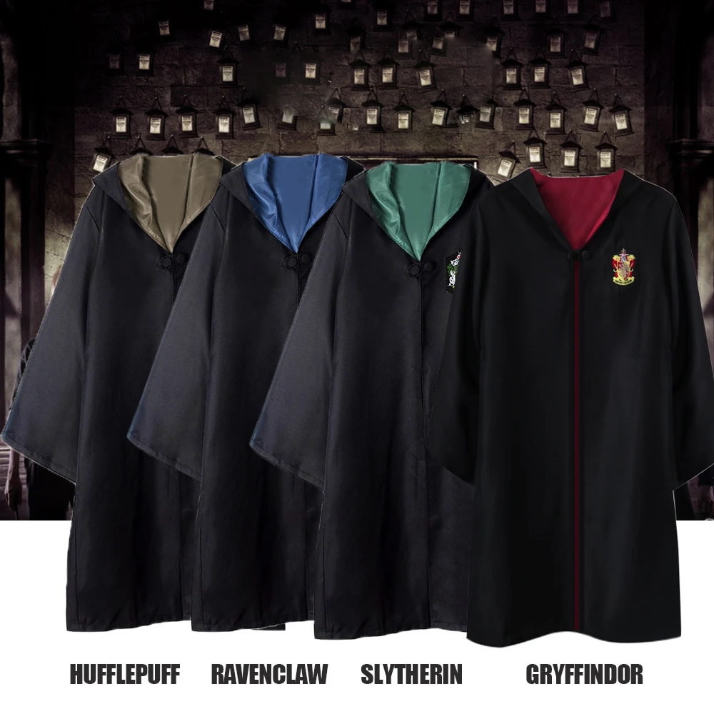 Robe Cape Cloak With Tie Scarf Wand Potter Glasses Ravenclaw Gryffindor Hufflepuff Slytherin Costume Adult Potter Cosplay