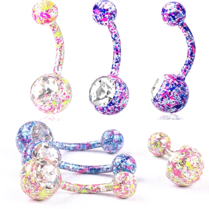 Beauty Rhinestone Belly Bars Jewellery Crystal Button Belly Navel Ring Gift