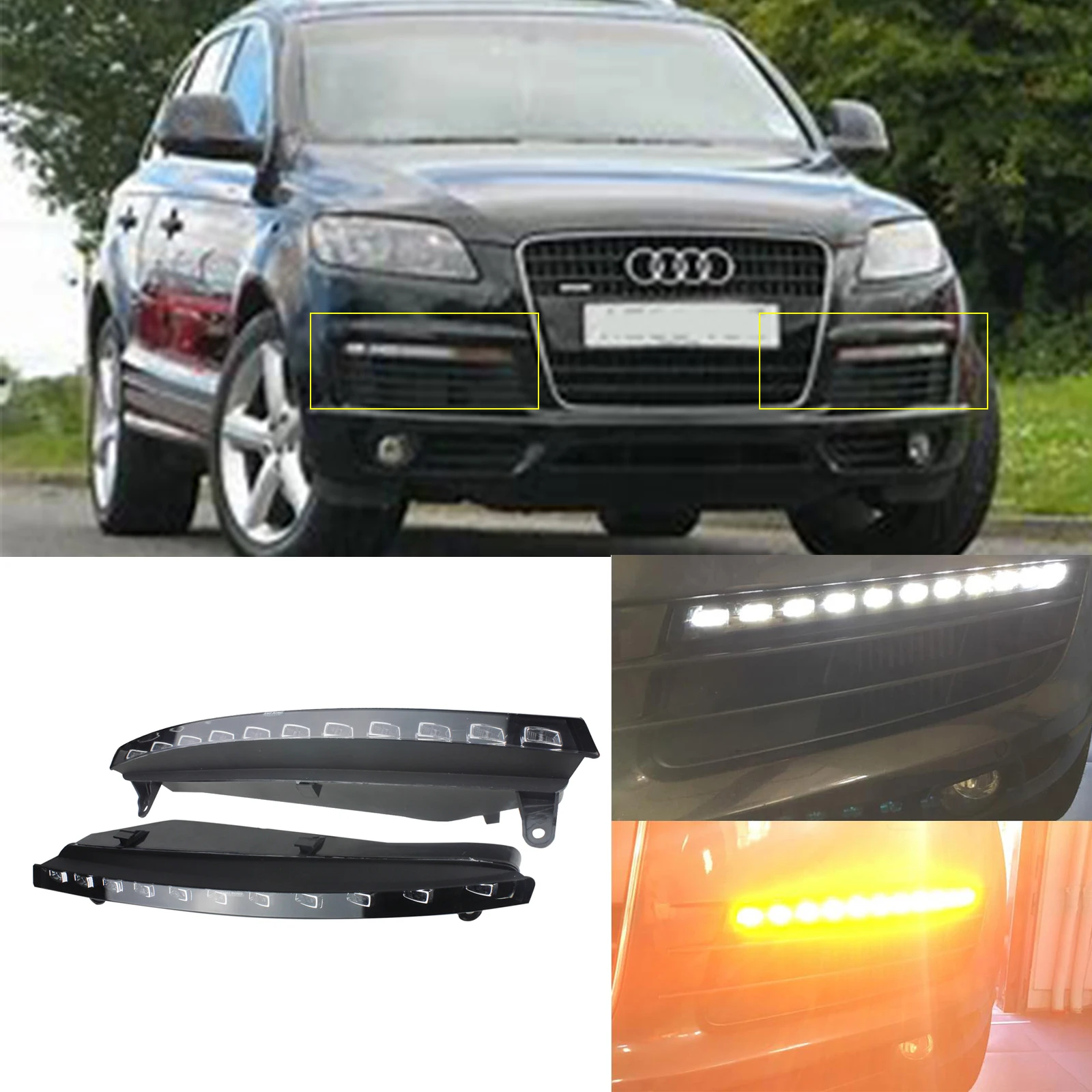 

ANGRONG 1 Pair 22 LED Daytime Running DRL Fog Turn Signal Light Lamps For Audi Q7 2007-2009