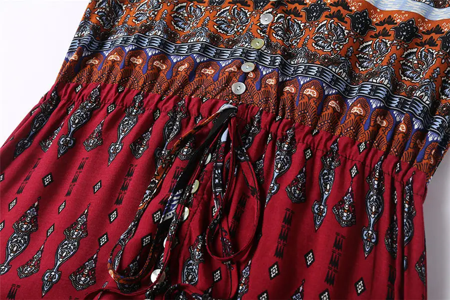 Gladiolus Boho Long Summer Dress Women Half Sleeve V Neck Button Print Floral Women Beach Dress 2019 Ladies Sexy Maxi Dresses (79)