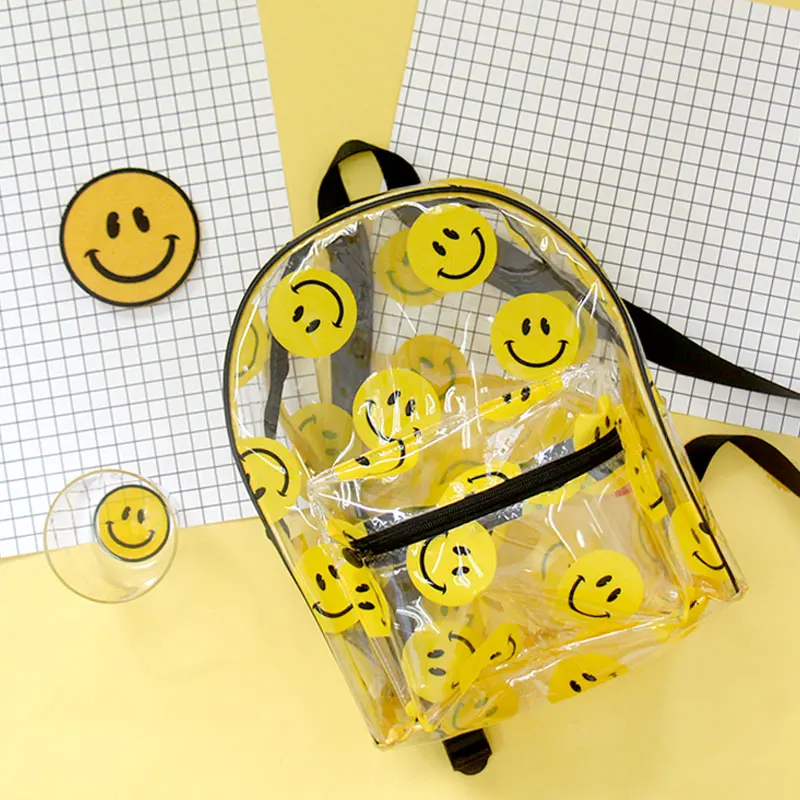 U pick Fashion lovely smile face transparent TPU backpack